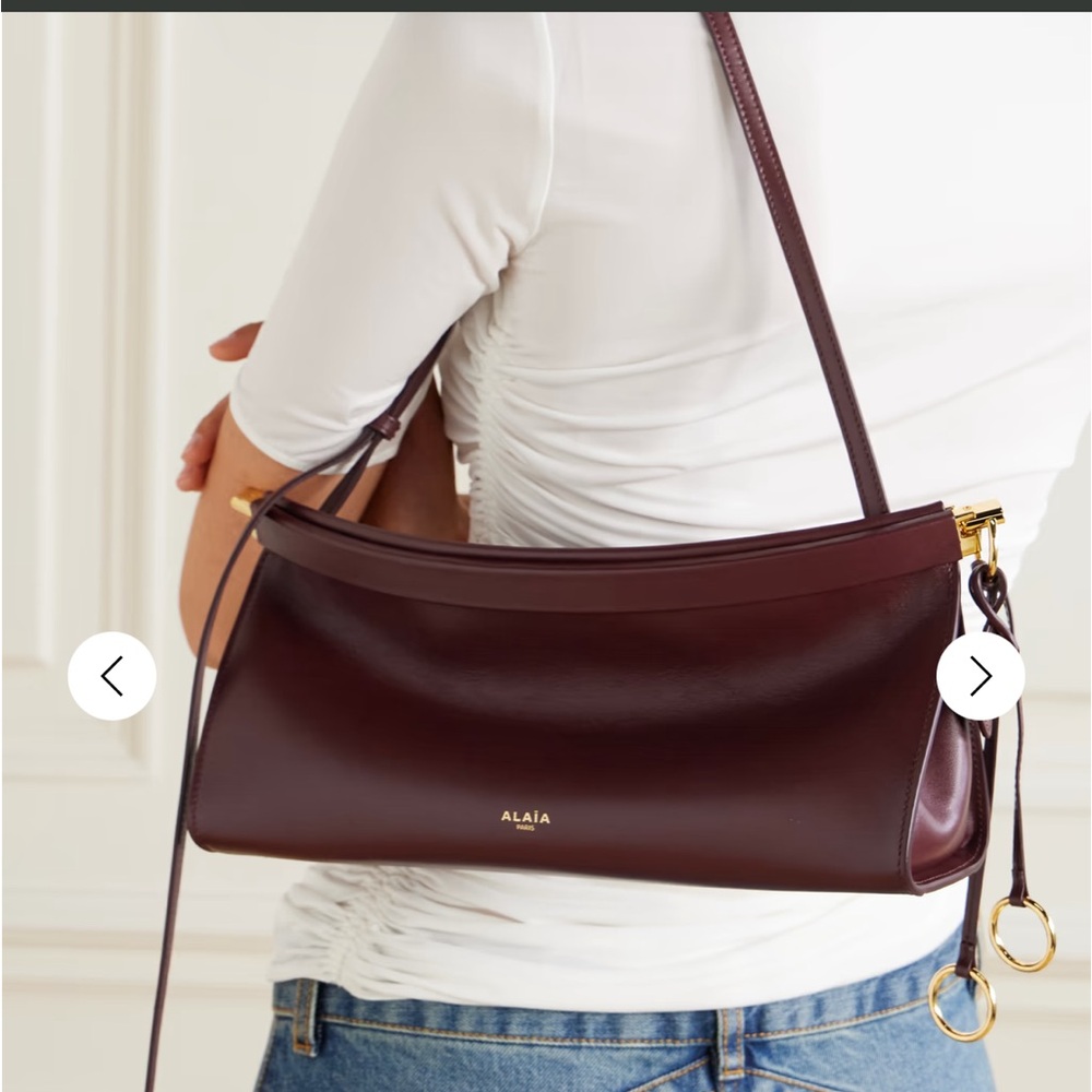 Alaia Deep Burgundy Wave Leather Shoulder Bag - Picture 2 of 10